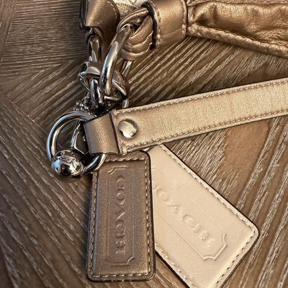 Coach Kristin Hobo Sequins Vintage Tan & Cream Shoulder Bag - Picture 13 of 14